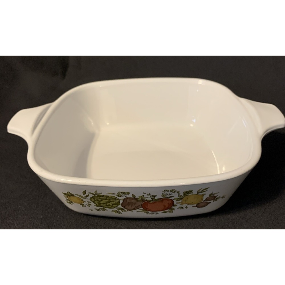 Vintage Corning Ware Baking Dish‎ Size 1 3/4 Cup Square Spice Of Life Petite